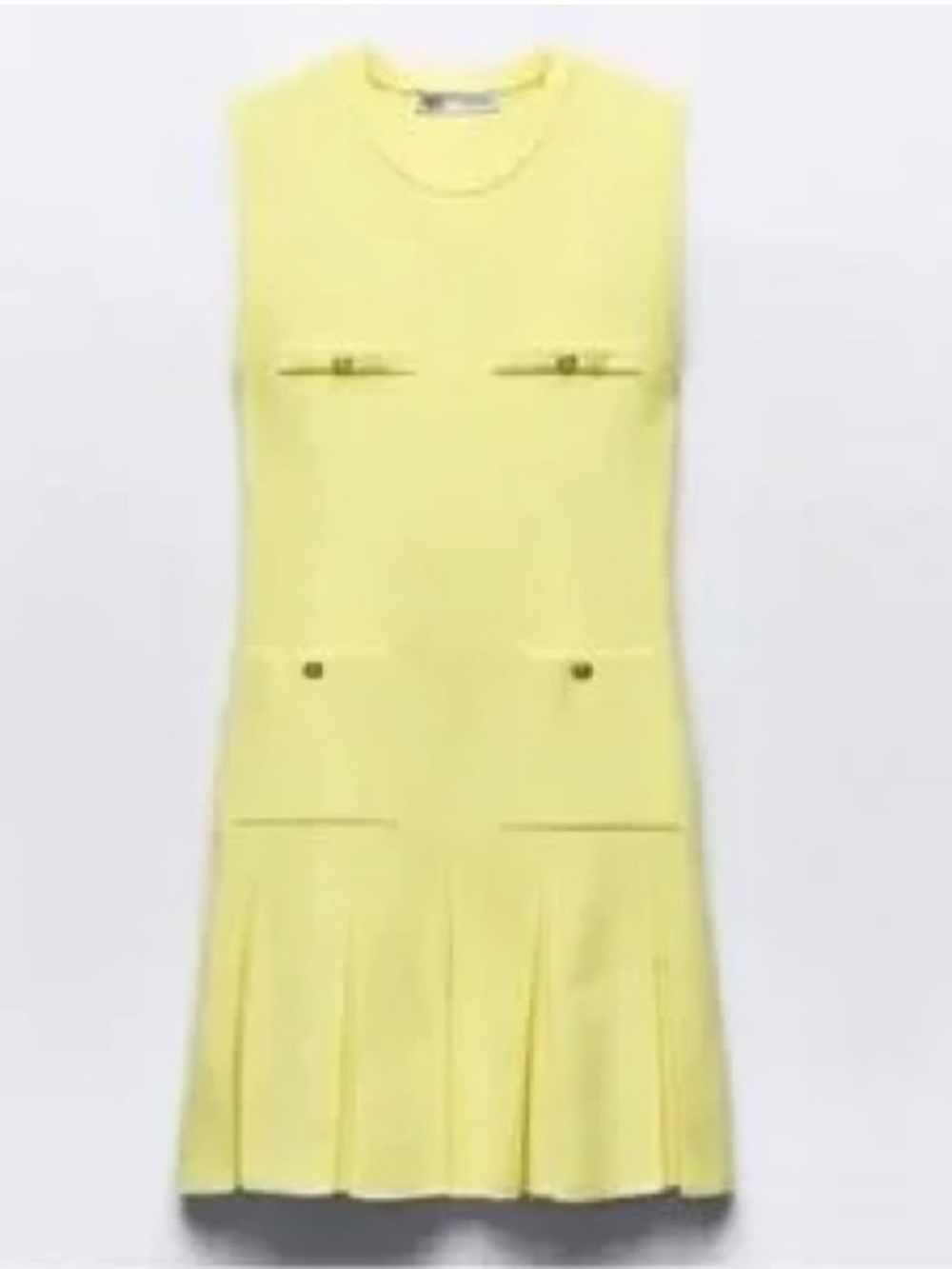 •Zara• yellow pleated mini dress